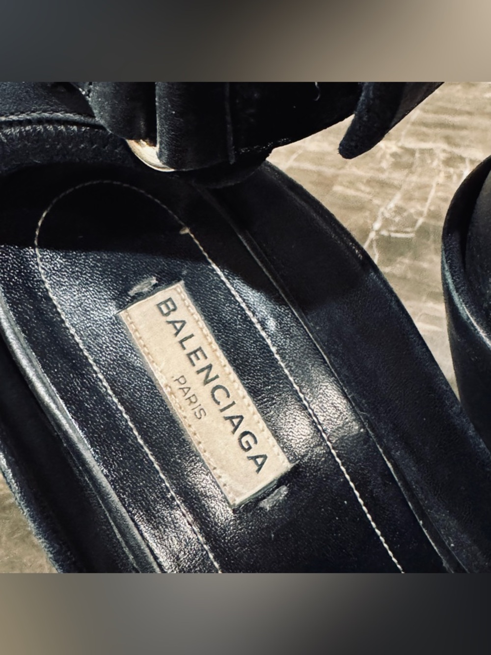 Balenciaga Black Leather Studded Wedge Sandals - Picture 14 of 16